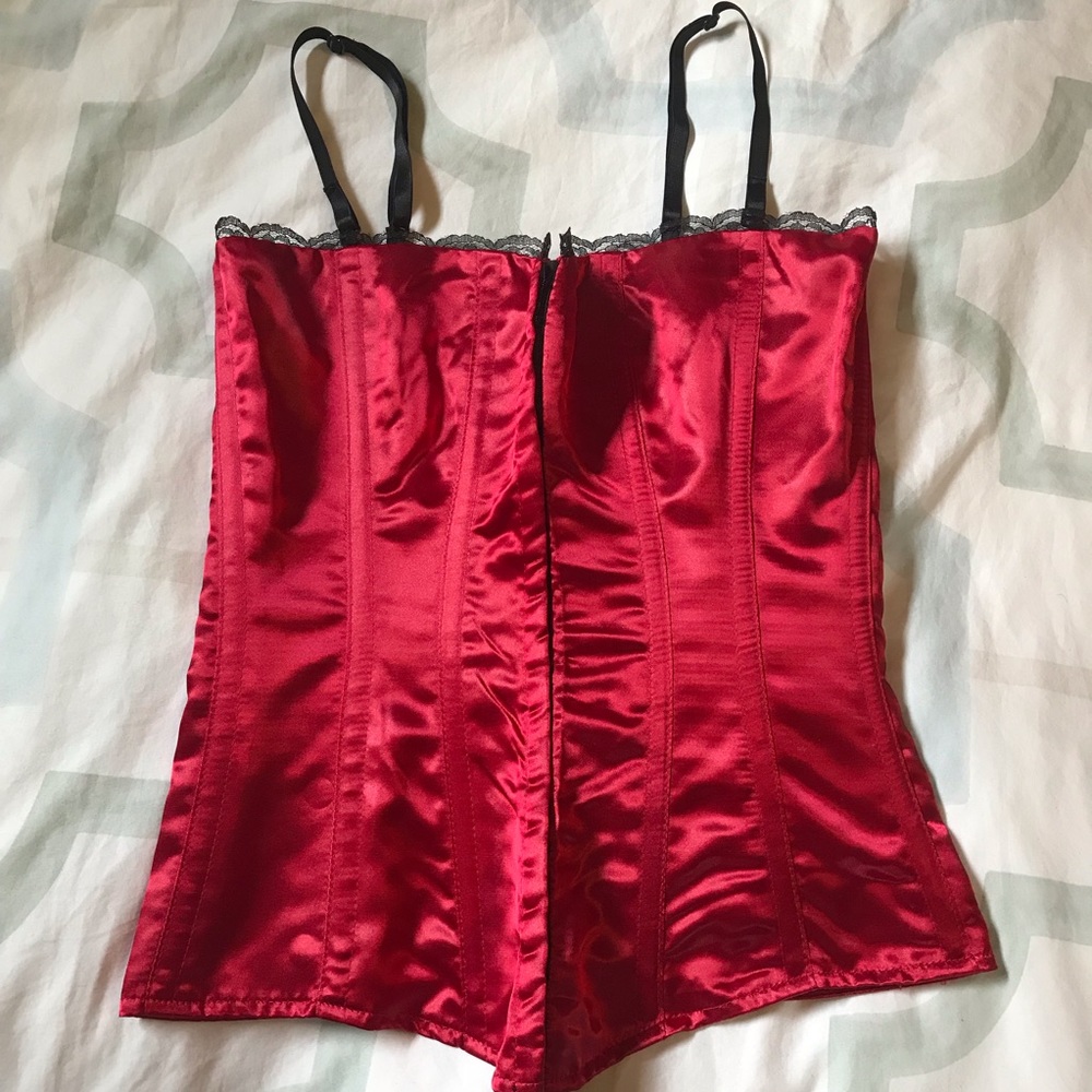Red Lace-up Corset Lingerie